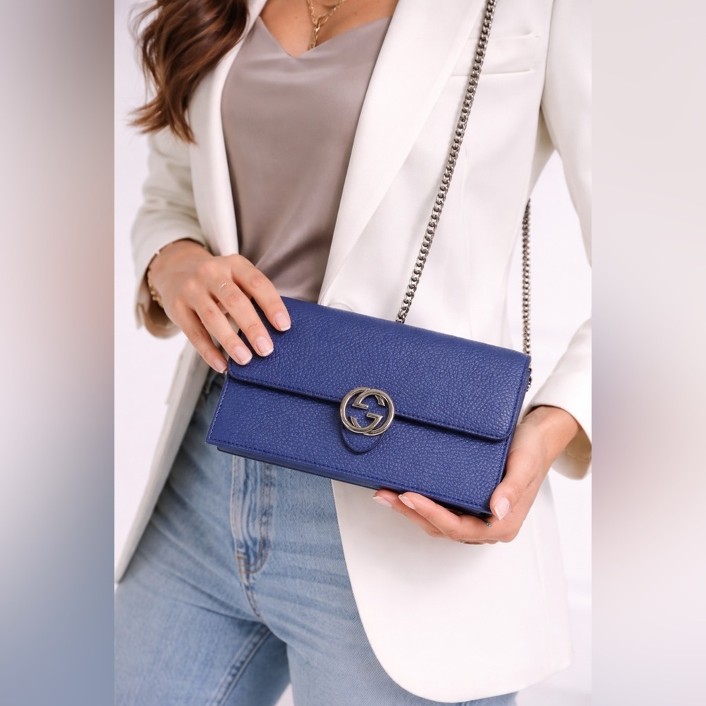 Gucci Marmont GG Bag with Chain Strap. Caspian Blue. - Picture 11 of 11